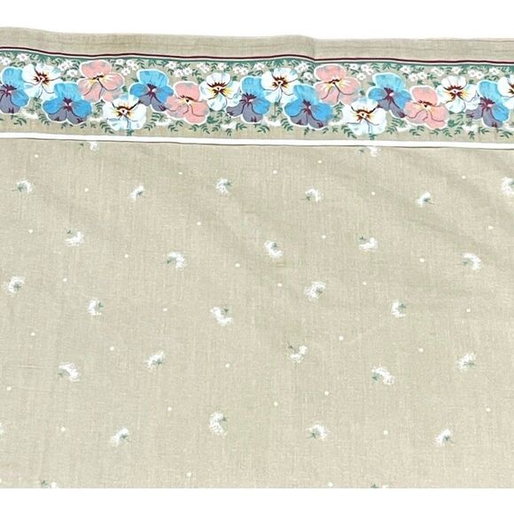 Vintage 1970s Pansy Tan Floral Set Twin 2 Pillowcases Fitted Flat Sheet Pansies - Picture 10 of 16